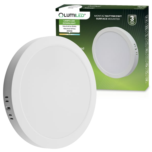 Taklampa inbyggnadsmontering LED 24W rund 4000K GLOW vit LUMILED