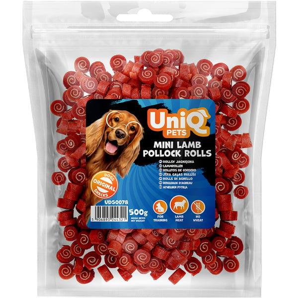 UniQ Pets koirankeksit kalakala- ja lampaanlihalajitelma 500g
