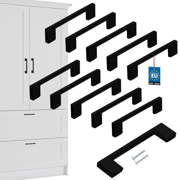 Kotarbau® Keittiön kalusteiden vedin Klassinen Moderni Pitkulainen Pitkä Mattamusta 126 MM Jako 96 MM 10 kpl:n sarja