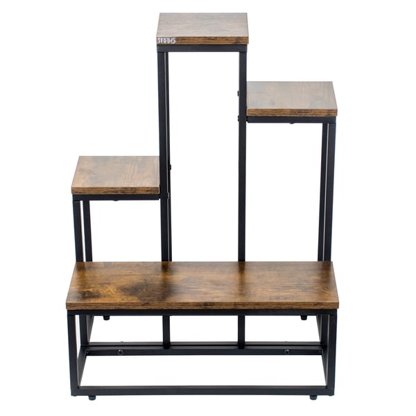 Stående blomsterstativ til blomster og planter, metal loft, 6 potter, industriel, 68 cm