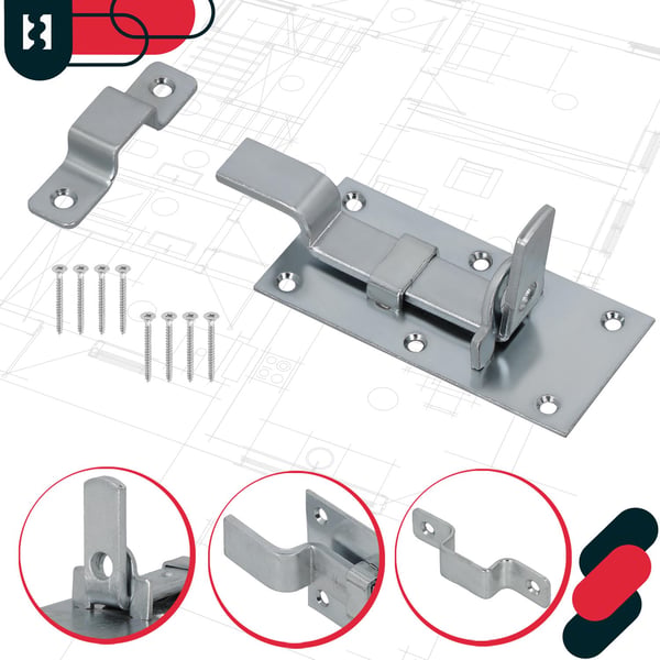 KOTARBAU® universell låsregel för dörrar och grindar, stål, 100 mm, hänglåsbar