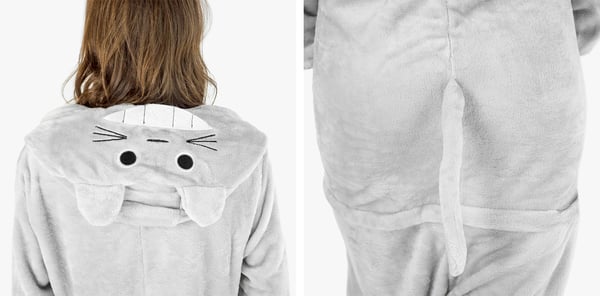 Varm totoro kigurumi pyjamas til mænd, langærmet vinterdragt, totoro-kostume - S