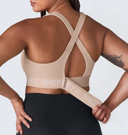 Shefit Beige Sports-BH, Stærk Støtte, Justerbar, 3XL