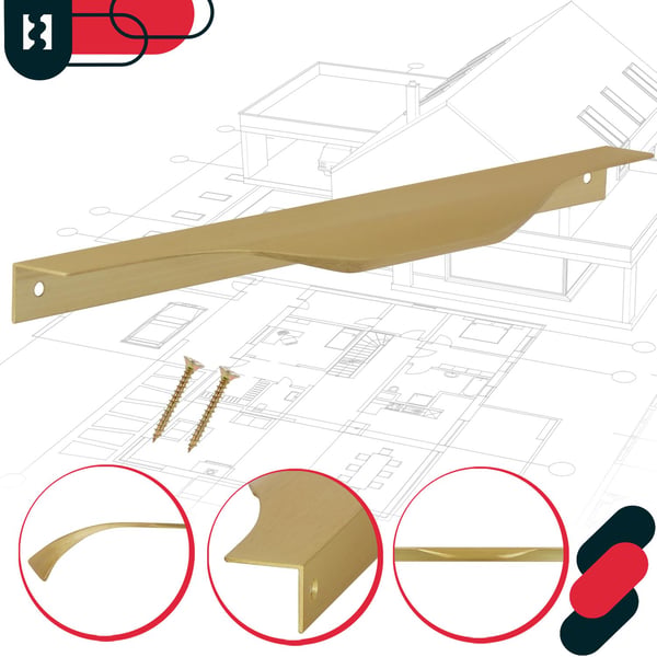 KOTARBEAU® Modern Edge møbelgreb aluminium mat guld 256/276 mm sæt à 6