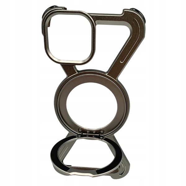Etui til iPhone 15 - Armored Magsafe Metal Cover Titanium 360 Holder