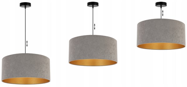 HÆNGENDE LAMPE LOFTSKRONE GYLDEN FLØJLSSKÆRM