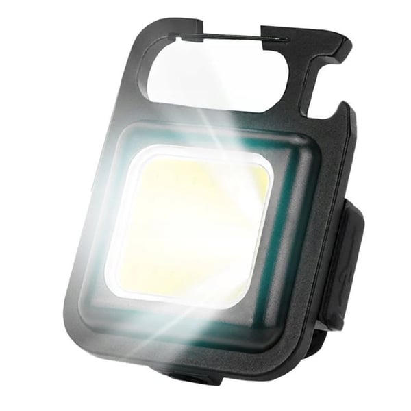 Ficklampa nyckelring LED mini USB uppladdningsbar svart med flasköppnare