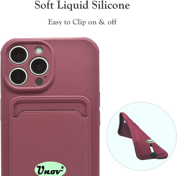 Skyddsfodral för Apple iPhone 13 Pro, vinrött, med kortplats