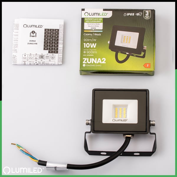 LED-valaisimet ZUNA2 10W 900lm 4000K IP65 musta LUMILED