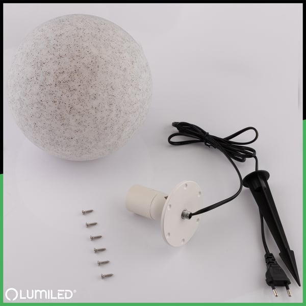 Havelampe udendørs STONE LED-kugle LUMIKULA 20cm E27 IP65 LUMILED