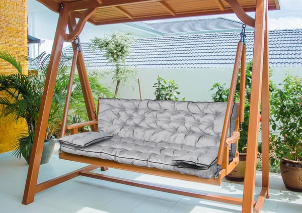 Havemøbelsæt med høj side og piping 150x60x50 cm grå