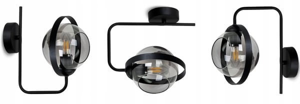 MODERNE GLAS VÆGLAMPE MED GRAFITRING