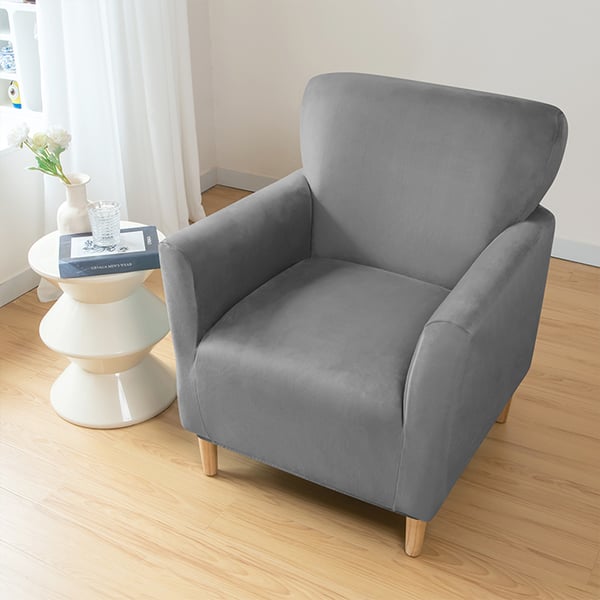 Päällinen pieneen nojatuoliin S, samettia, tummanharmaa
