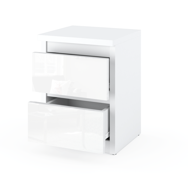Natbord Hvid Glans 30 CM 2S Sengebord Soveværelsesmøbel Nakastlik