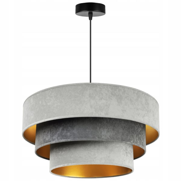 HÆNGENDE LAMPE LOFTSKRONE GYLDEN FLØJLSSKÆRM