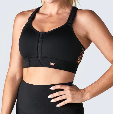 Shefit Sports-BH Sort Guld Medium Støtte Justerbar M