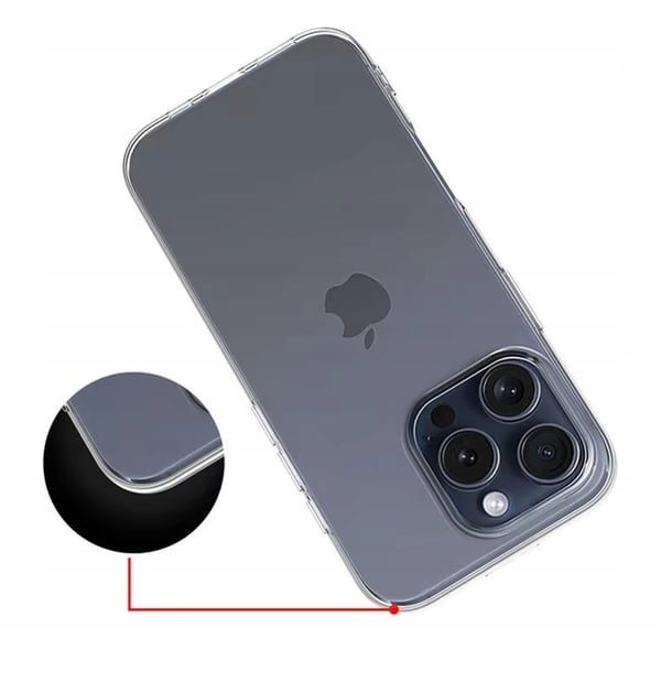 Apple iPhone 16 Pro -suojakuori, paksu hyytelökotelo (2 mm), läpinäkyvä