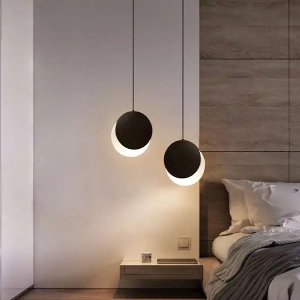 Loftlampe lysekrone LED hængende stue soveværelse sort loftsrum ring