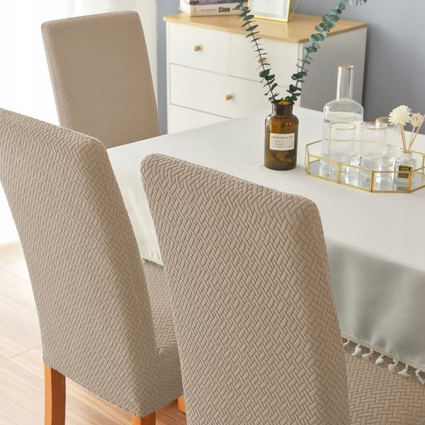 Elastinen jacquard tuolinkotelo harmaa beige