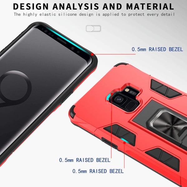 Samsung Galaxy S9 -suojakuori jalustalla, punainen