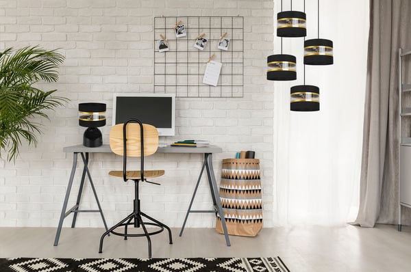 NATBORDLAMPE, ELEGANT GYLDET LAMPESKÆRM, 20 CM
