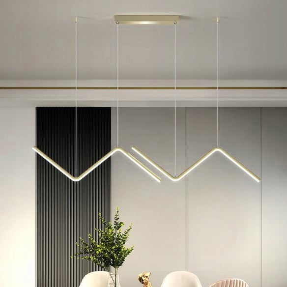 Zigzag-guld loftspendellampe med integreret LED, moderne, til køkkenø
