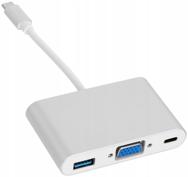 ADAPTER USB C VGA+USB 3.0+PD 4K HUB 3i1 MacBook