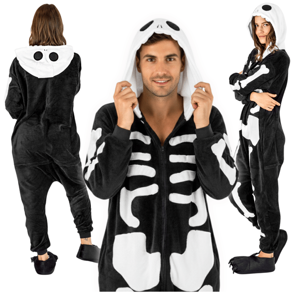 Kigurumi skeletkostume Sankt Andreas dag pyjamas voksen m Skeletkostume - S