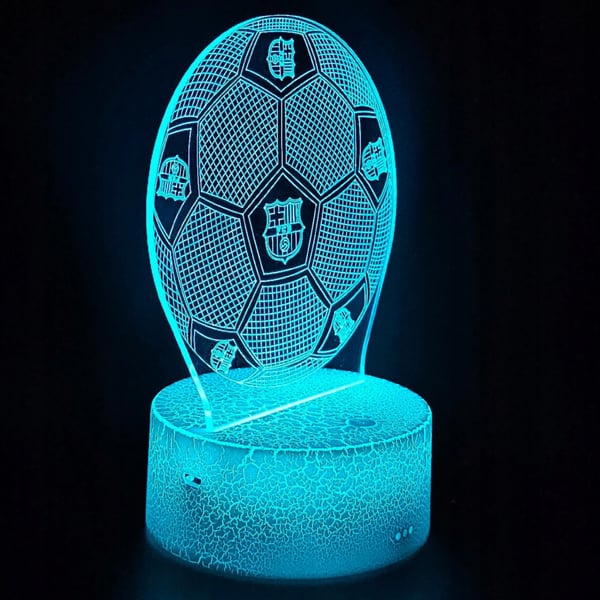 Nattbordslampa för barn FC Barcelonas fotbollsvapensköld 16 LED 3D + fjärrkontroll