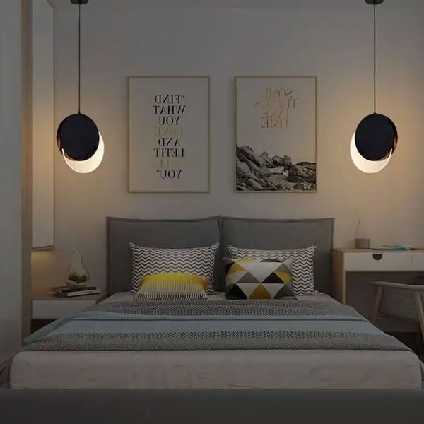 Loftlampe lysekrone LED hængende stue soveværelse sort loftsrum ring