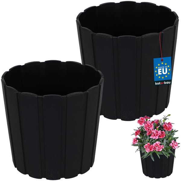 Muovinen kukkaruukku kukille ja yrteille parvekkeelle tai terassille, antrasiitti, 15 cm, 2 kpl.