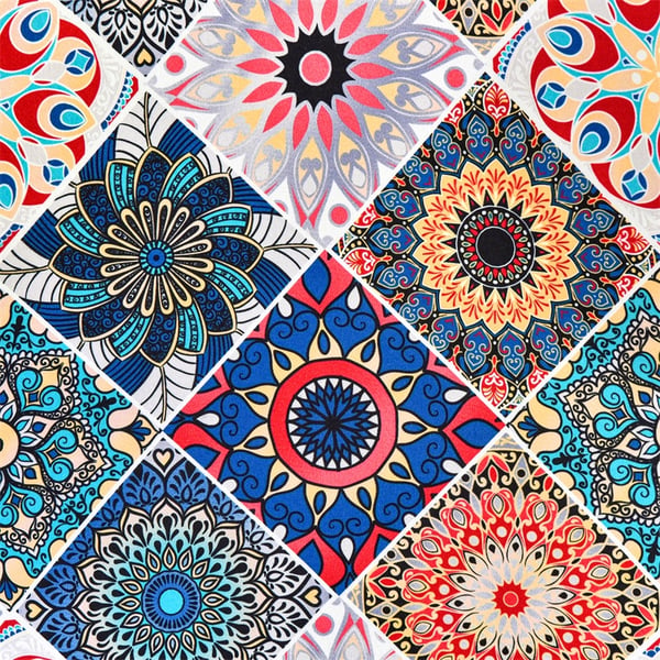 Wingback-tuolin päällinen mandala-kuviolla, joustava [22EW16]
