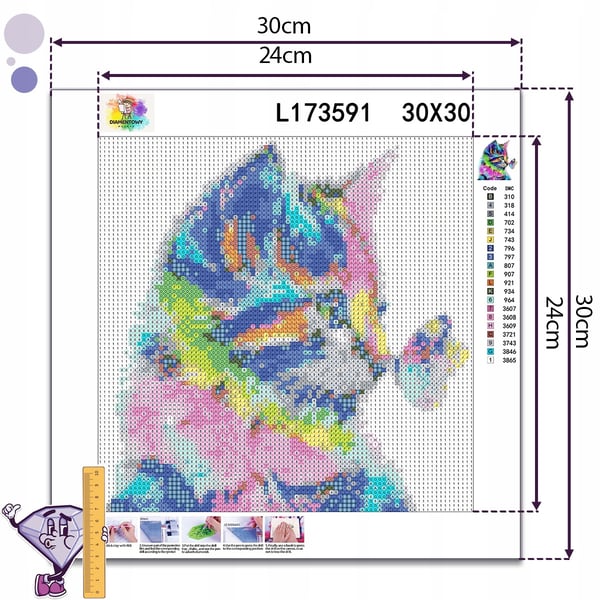 Ob_M_25 - Timanttimaalaus 30x30 - Eläimet, Kissa