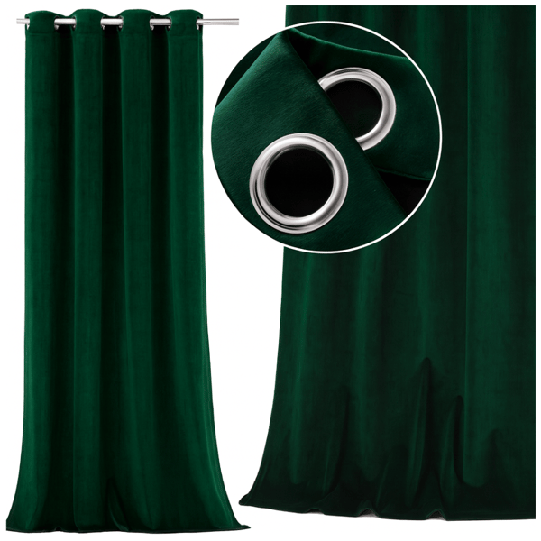 Samettiverho silmukoilla 250x140cm vihreät renkaat samettivalmis paksu