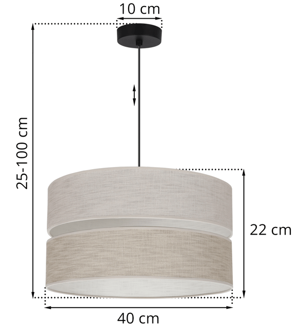 DUO SORT HØR HANDLAMPE 1 FLAD LAMPE BEIGE L06 40CM