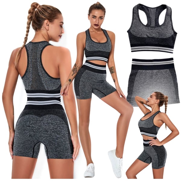 Sportstøj sæt top shorts fitness yoga todelt til fitnesscentret xs XS