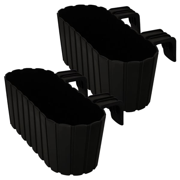 Kotarbau balkonglåda blomkruka räcke oval rustik antracit 400 mm set om 2