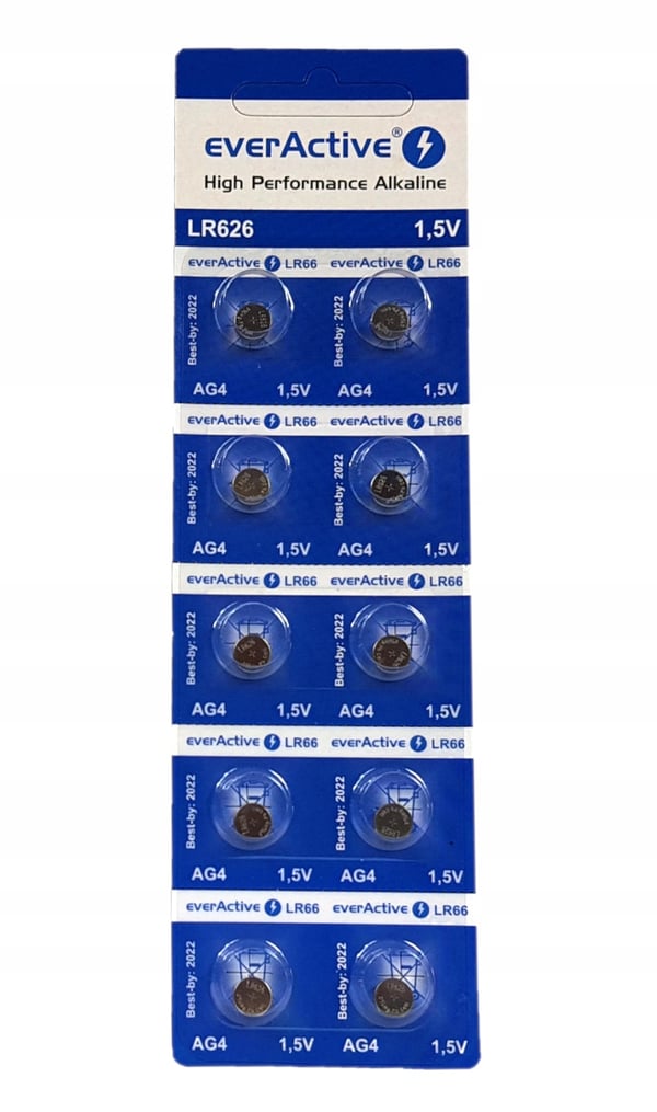 Mini everActive G4 LR626 LR66 alkaliske batterier 10 stk.