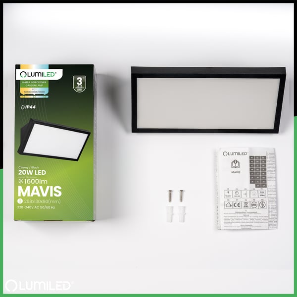 Ulkopuutarhavalaisin, Julkisivuseinävalaisin, CCT 20W LED IP44, MAVIS LUMILED