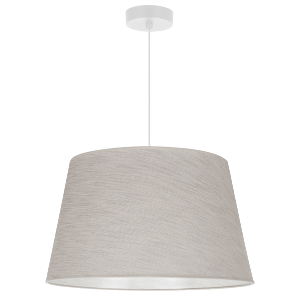 Hængelampe, linnedkegle, hvid, 1 flad, lys beige lampeskærm, L02 44cm