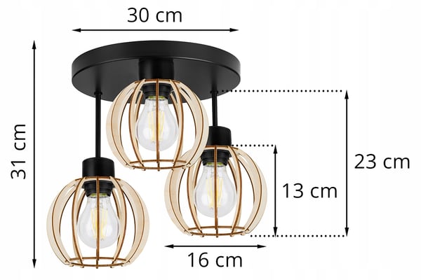 MODERN LED-TAKLAMPA I TRÄ