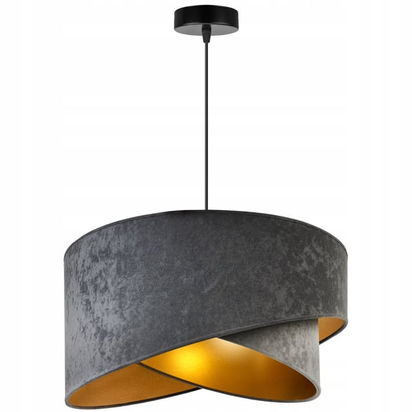 HÆNGENDE LAMPE LOFTSKRONE GYLDEN FLØJLSSKÆRM