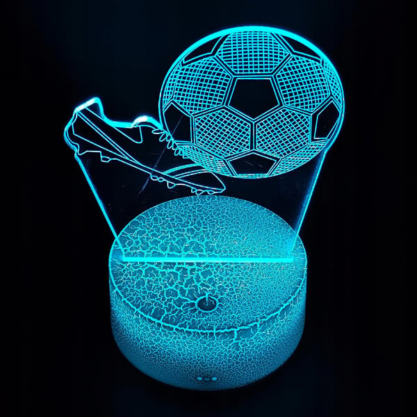 Nattlampa skrivbordslampa för barn fotbollsskor upplyst 3D med fjärrkontroll
