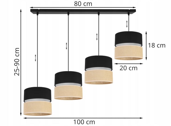 HÆNGELAMPE, LOFTKRONE, LAMPESKÆRM 20CM, SORT
