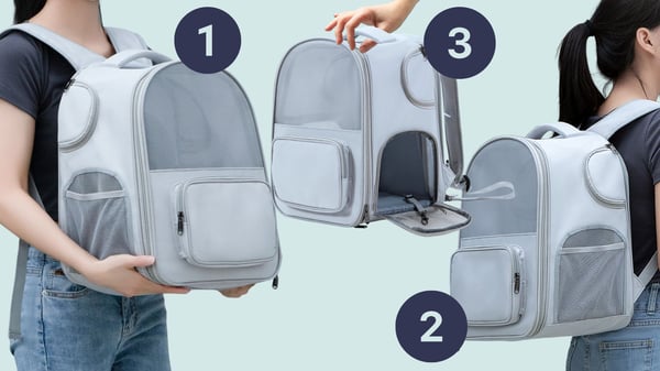 Reppu- ja kantolaukku pienelle kissalle ja koiralle 7,5 kg