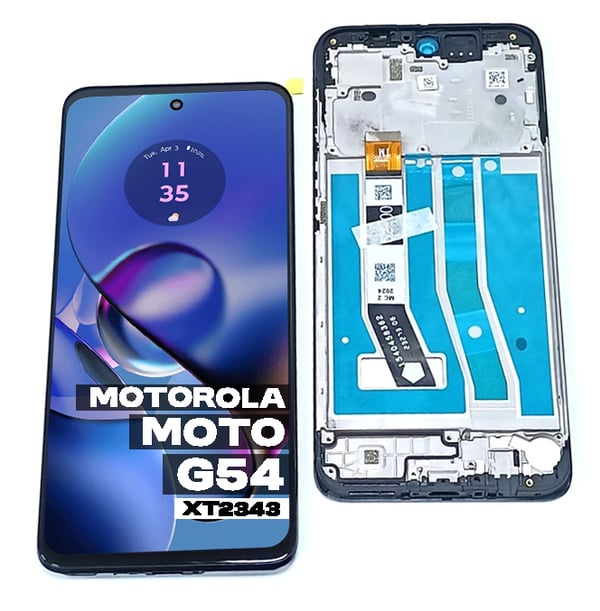 Motorola Moto G54 XT2343 original LCD-skärm och pekskärm renoverad svart ram