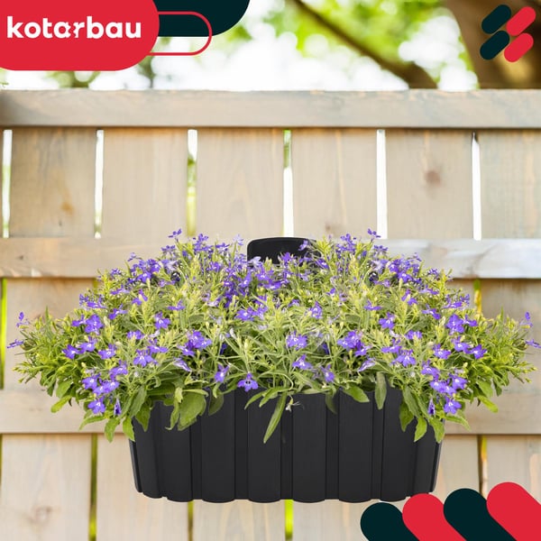 Väghängande rustik blomkruka för balkong antracit 28 cm 6 st