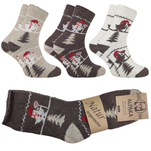 3X HERRE ALPACA SOKKER TYK ULD ALPACA VARM TERMO Z1 39-42