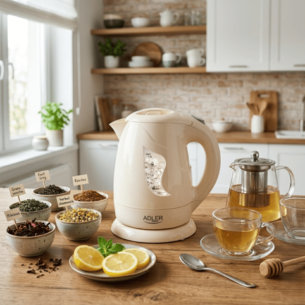 Adler elektrinen vedenkeitin 1L, moderni muotoilu, beige