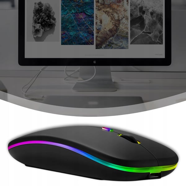 Defender touch MM-997 trådlös mus optisk 1600 dpi 2.4 GHz + Bluetooth svart RGB uppladdningsbar klickfri ljudlös